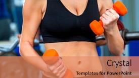  Presentation with bare breasted woman - Audience pleasing slide set consisting of pepol - woman holding dumbbell workout backdrop and a  colored foreground
