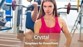  Presentation with bare breasted woman - Slide deck featuring pepol - woman holding dumbbell workout background and a  colored foreground