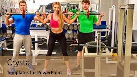  Presentation with raising the bar for all children - Slide set enhanced with pepol - woman holding dumbbell workout background and a  colored foreground