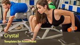  Presentation with sports shoe - Amazing presentation design having pepol - woman holding dumbbell workout backdrop and a tawny brown colored foreground