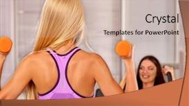  Presentation with gym out and back - Cool new slide set with pepople - girls holding dumbbells working back backdrop and a  colored foreground