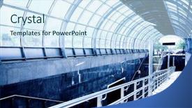  Presentation with interior - Presentation having pepople mooving in arch interior background and a cool aqua colored foreground