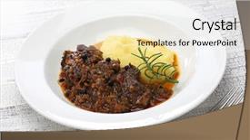  Presentation with italian cuisine - Beautiful slide deck featuring peposo with polenta tuscan peppered beef stew traditional italian cuisine backdrop and a white colored foreground