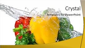  Presentation with yellow green - Theme consisting of pepper and parsley with water background and a white colored foreground