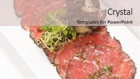  Presentation with pepper - PPT layouts with pepper charred beef carpaccio with mushrooms background and a soft green colored foreground