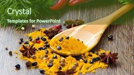  Presentation with chilli - Presentation theme having pepper macaroni herbs and splice background and a  colored foreground