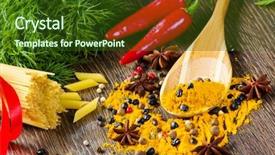  Presentation with chilli - Colorful PPT layouts enhanced with pepper macaroni herbs and splice backdrop and a  colored foreground