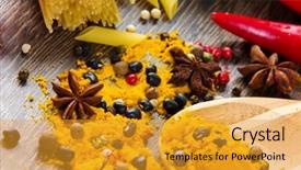  Presentation with macaroni - Amazing slide deck having pepper macaroni herbs and splice backdrop and a  colored foreground