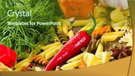  Presentation with chilli - Slide set enhanced with pepper macaroni herbs and splice background and a  colored foreground