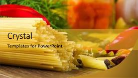  Presentation with chilli - Colorful presentation enhanced with pepper macaroni herbs and splice backdrop and a  colored foreground