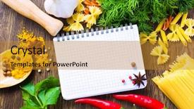  Presentation with macaroni - Slides enhanced with pepper macaroni herbs and splice background and a gold colored foreground