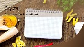  Presentation with chilli - PPT theme with pepper macaroni herbs and splice background and a coral colored foreground