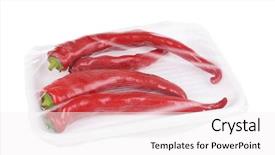  Presentation with food white - Beautiful slides featuring pepper packed in food film backdrop and a white colored foreground