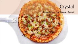  Presentation with pizza - Colorful PPT layouts enhanced with pepper pizza for lunch backdrop and a gold colored foreground