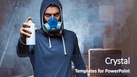  Presentation with graffiti - Beautiful presentation featuring gasmask - graffiti painter in dark smokey backdrop and a ocean colored foreground