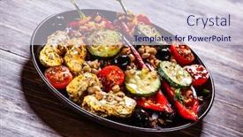  Presentation with grilled chicken - Cool new presentation theme with pepper-stuffed-with-groats backdrop and a sky blue colored foreground