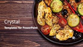  Presentation with grilled chicken - PPT theme with pepper-stuffed-with-groats background and a tawny brown colored foreground