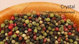  Presentation with multicolor - Beautiful presentation featuring pepper whole seeds multicolor in wooden dish backdrop and a gold colored foreground