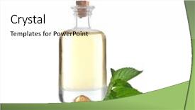  Presentation with essential oil - PPT theme consisting of peppermint - essential aroma oil in glass background and a white colored foreground