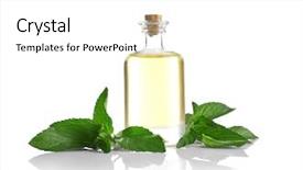  Presentation with essential oil - Cool new PPT theme with peppermint - essential aroma oil in glass backdrop and a white colored foreground