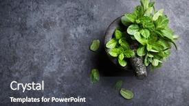  Presentation with mortar - Slide deck consisting of peppermint - fresh mint leaves in mortar background and a dark gray colored foreground