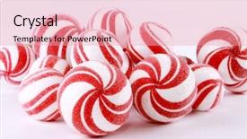  Presentation with peppermint - Cool new PPT theme with peppermint - red and white balls backdrop and a coral colored foreground