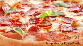  Presentation with traditional wood - Beautiful slides featuring pepperoni-or-diabola-pizza backdrop and a coral colored foreground
