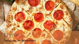  Presentation with italian food - PPT theme consisting of pepperoni-or-salami-pizza-homemade background and a gold colored foreground