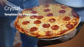  Presentation with hot sauce - PPT theme enhanced with pepperoni-pizza-home-made-pizza background and a ocean colored foreground