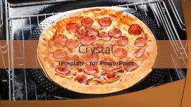  Presentation with cooking - Presentation theme consisting of pepperoni-pizza-in-the-oven background and a gold colored foreground