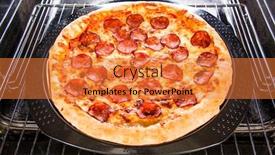  Presentation with cooking - Beautiful slides featuring pepperoni-pizza-in-the-oven backdrop and a gold colored foreground
