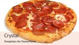  Presentation with pizza and wine - Theme consisting of pepperoni pizza on white background background and a yellow colored foreground