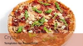  Presentation with pizzeria - Slide set with pepperoni-pizza-slices-with-arugula background and a red colored foreground