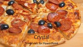  Presentation with pizza pasta - Cool new theme with pepperoni pizza with black olives backdrop and a gold colored foreground