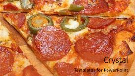  Presentation with jalapeno - Cool new slide set with pepperoni pizza with jalapeno peppers backdrop and a red colored foreground