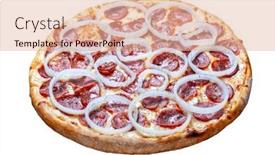  Presentation with onion - Presentation theme consisting of pepperoni-pizza-with-onion-rings background and a lemonade colored foreground