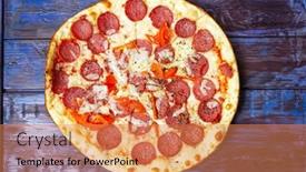  Presentation with pizza - Slide set featuring pepperoni-pizza-with-salami-mozzarella background and a coral colored foreground