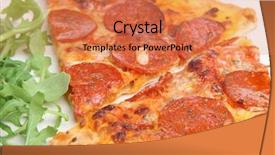  Presentation with pizza pasta - PPT theme having pepperoni pizza with wild rocket background and a coral colored foreground