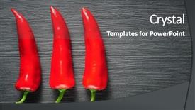  Presentation with dark green and red - Audience pleasing slide deck consisting of peppers on a dark shale backdrop and a dark gray colored foreground