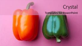  Presentation with pink green - Presentation enhanced with peppers on a pink paper background and a coral colored foreground