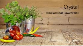  Presentation with peppers - Slide deck with peppers on a wooden table background and a coral colored foreground