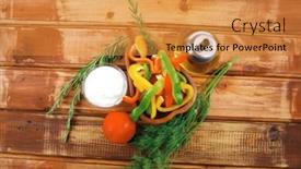  Presentation with peppers - Amazing PPT layouts having peppers-sliced-for-salad backdrop and a gold colored foreground