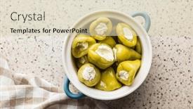  Presentation with peppers - Slide deck featuring peppers-stuffed-with-cream-cheese background and a soft green colored foreground