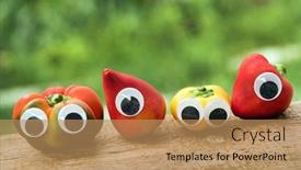  Presentation with cartoon character - PPT layouts featuring peppers-with-eyes-cartoon-character background and a coral colored foreground