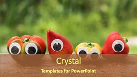  Presentation with cartoon character - Presentation design enhanced with peppers with eyes cartoon character background and a  colored foreground