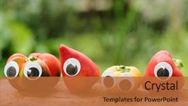  Presentation with cartoon character - Beautiful presentation theme featuring peppers with eyes cartoon character backdrop and a  colored foreground