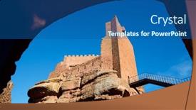  Presentation with clear - Slides having peracense-castle-and-clear-sky background and a ocean colored foreground