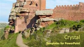  Presentation with castle - Slide deck enhanced with peracense-castle-x-xi-centuries background and a tawny brown colored foreground