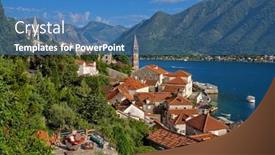  Presentation with kotor montenegro - Slide set enhanced with perast village in kotor bay montenegro background and a teal colored foreground