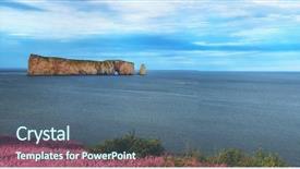  Presentation with pink flowers - Cool new PPT layouts with perce city gaspesie in quebec backdrop and a ocean colored foreground
